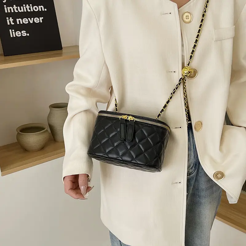 Pink Quilted Chain Crossbody Bag for Women
