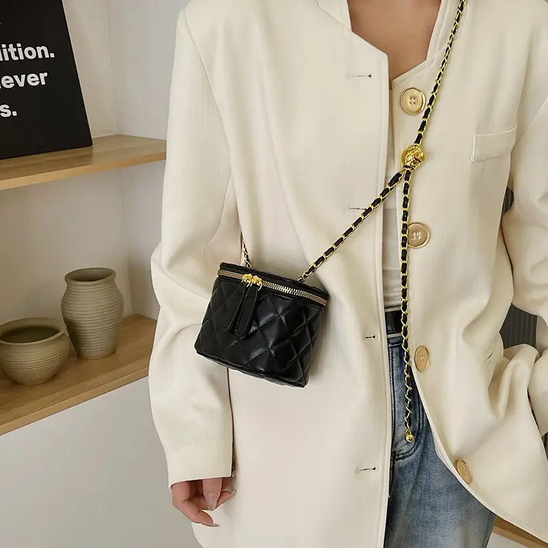 Pink Quilted Chain Crossbody Bag for Women
