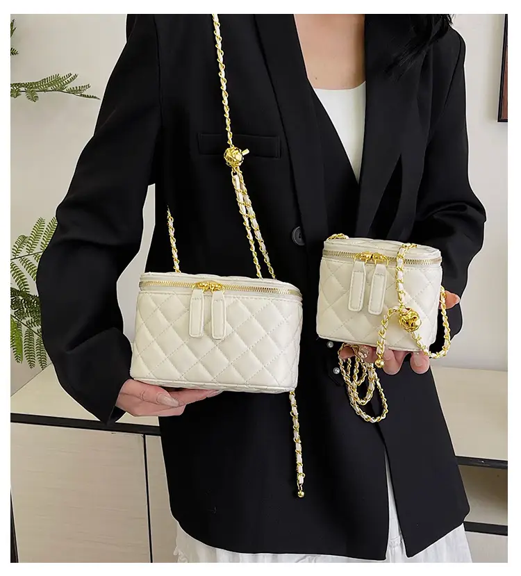 Pink Quilted Chain Crossbody Bag for Women — feature 1