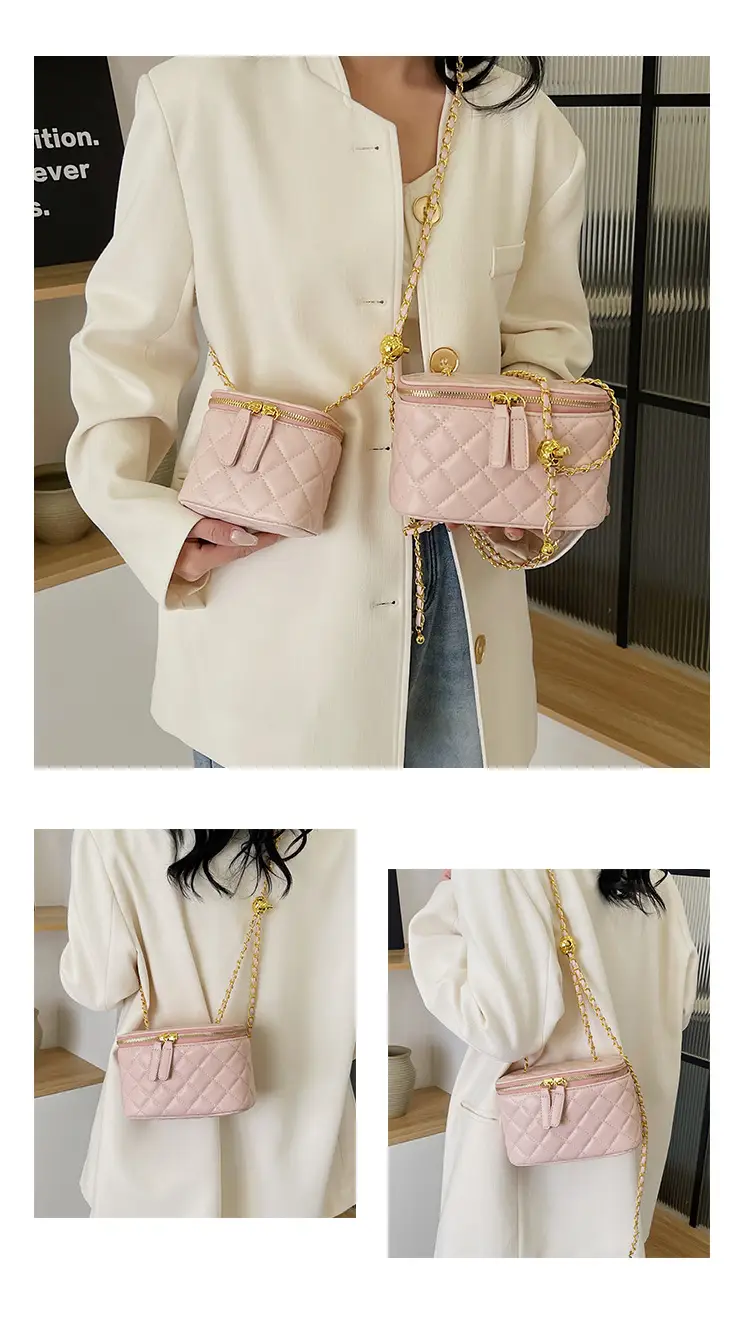 Pink Quilted Chain Crossbody Bag for Women — feature 15