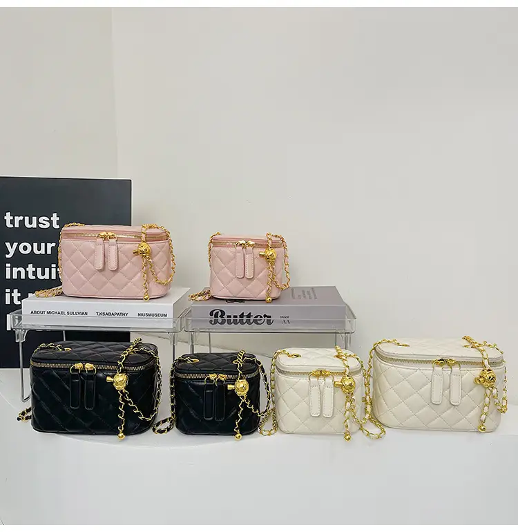 Pink Quilted Chain Crossbody Bag for Women — feature 17