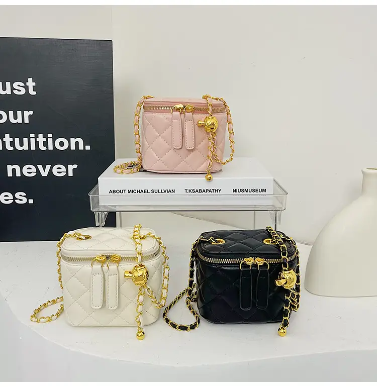 Pink Quilted Chain Crossbody Bag for Women — feature 18