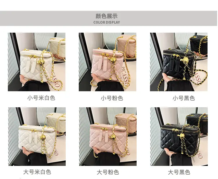 Pink Quilted Chain Crossbody Bag for Women — feature 3