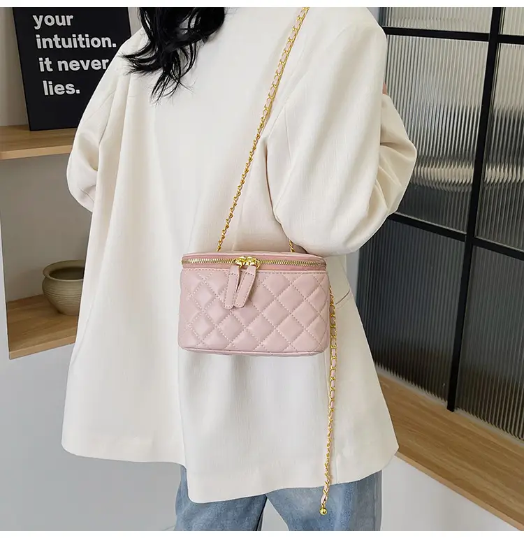 Pink Quilted Chain Crossbody Bag for Women — feature 32