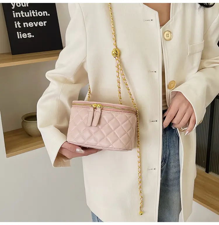 Pink Quilted Chain Crossbody Bag for Women — feature 33