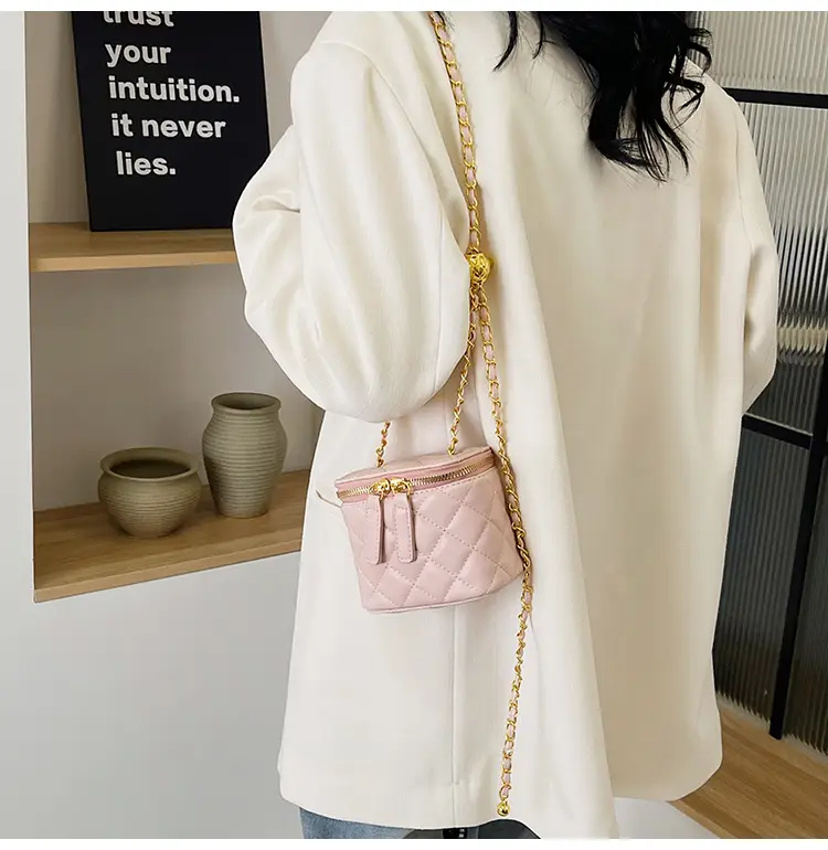 Pink Quilted Chain Crossbody Bag for Women — feature 35