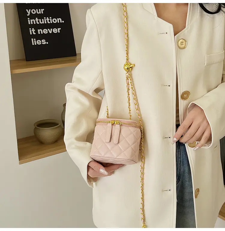 Pink Quilted Chain Crossbody Bag for Women — feature 36