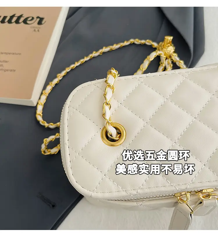 Pink Quilted Chain Crossbody Bag for Women — feature 8
