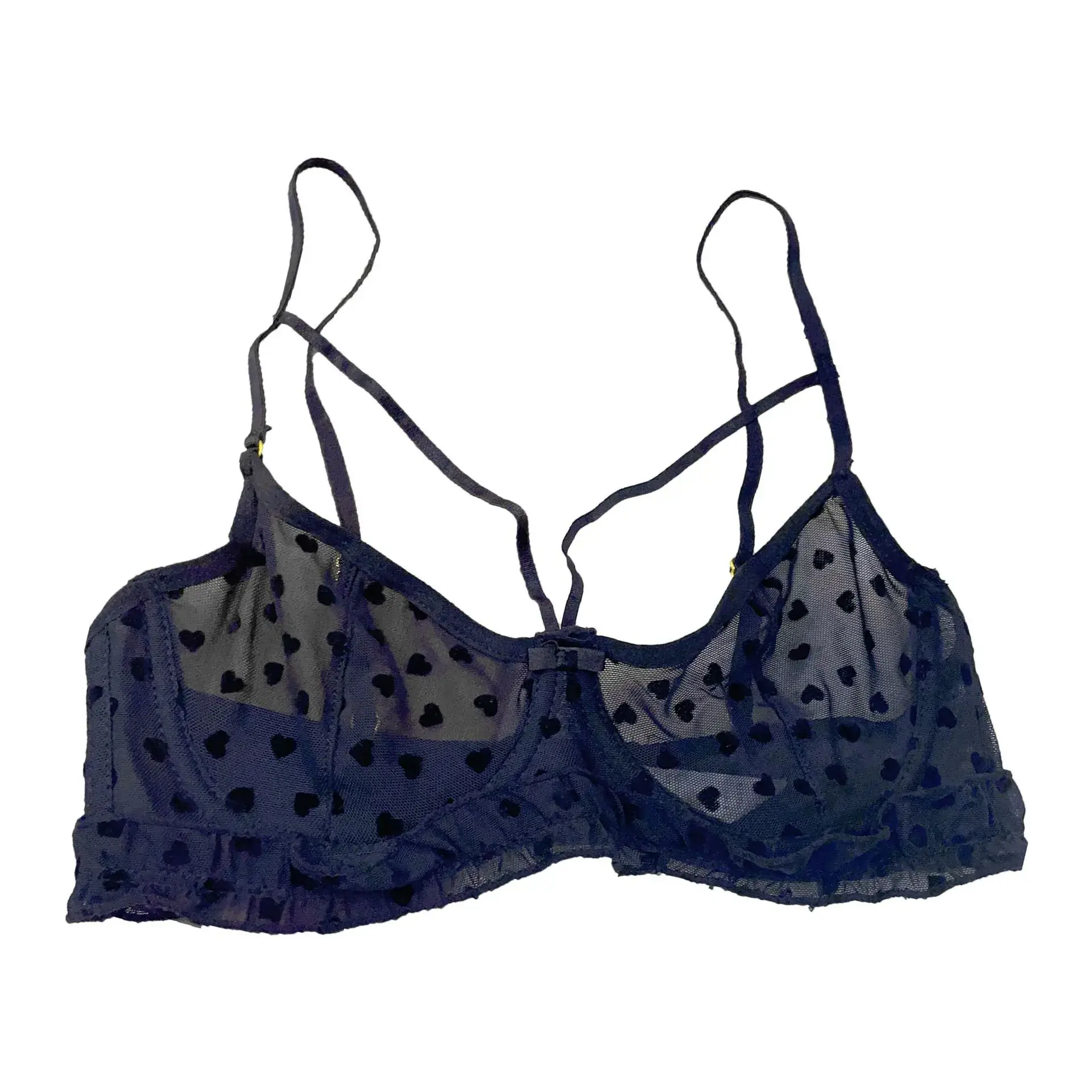 French Lace Bra Blue Transparent Steel Ring Top