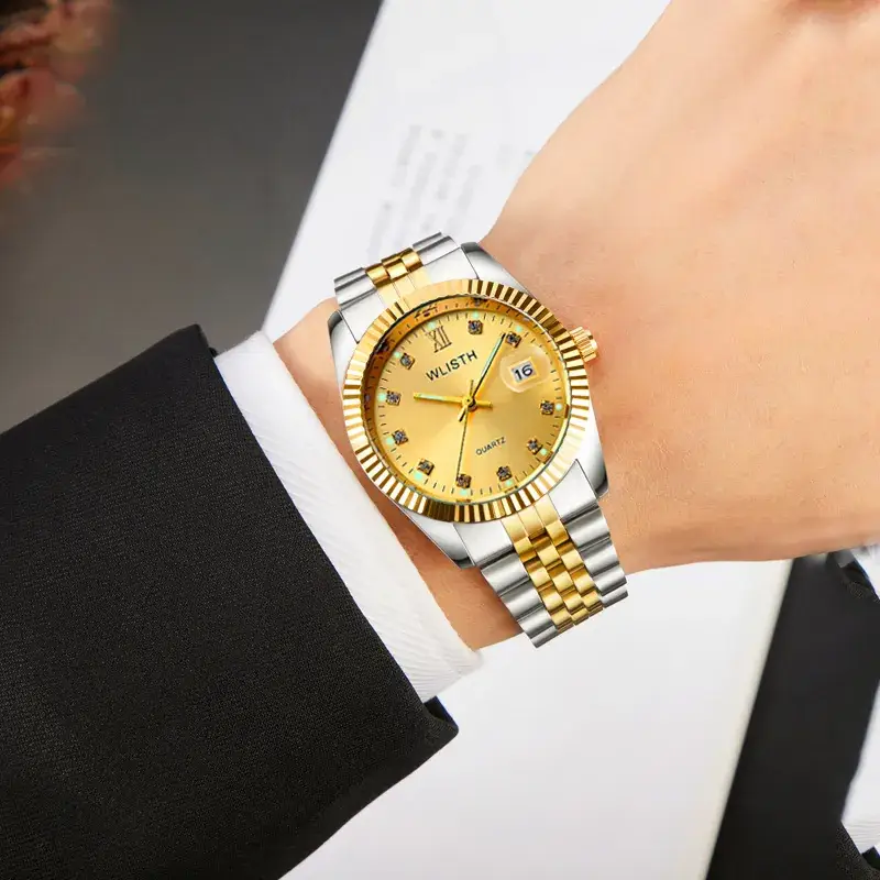 Women's Gold Silver Quartz Couple Watches Waterproof - Image 12