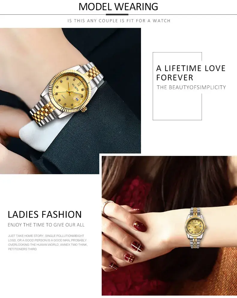 Women's Gold Silver Quartz Couple Watches Waterproof — feature 10