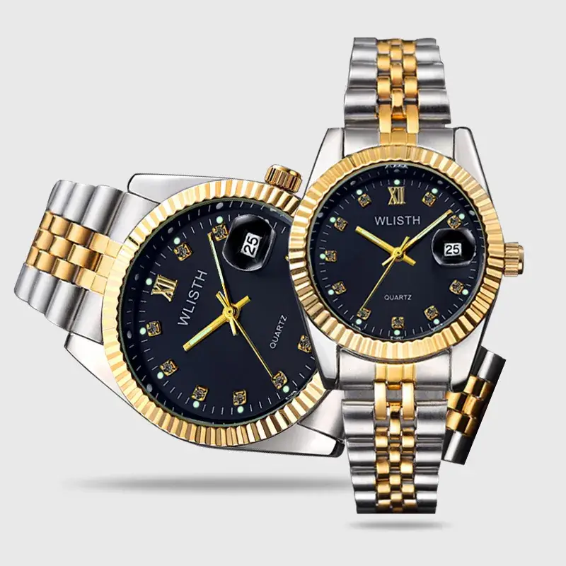 Women's Gold Silver Quartz Couple Watches Waterproof — feature 2