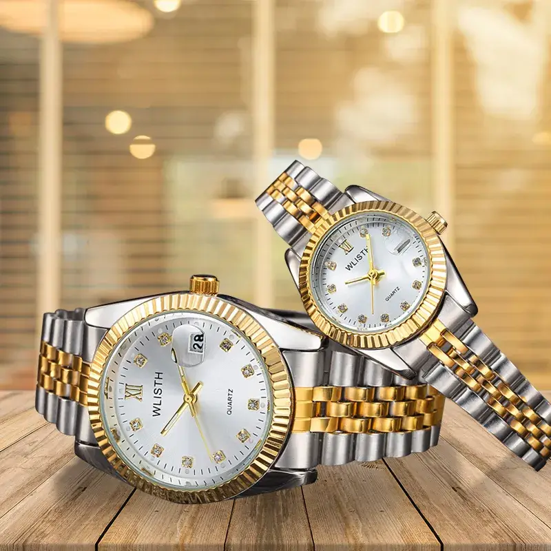 Women's Gold Silver Quartz Couple Watches Waterproof — feature 4