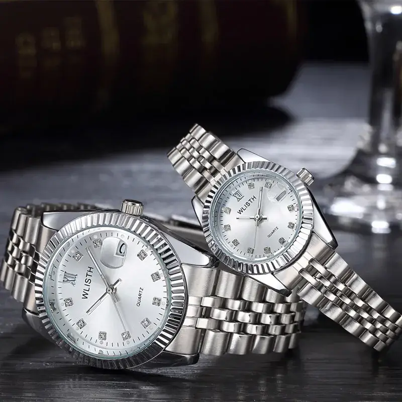 Women's Gold Silver Quartz Couple Watches Waterproof — feature 5