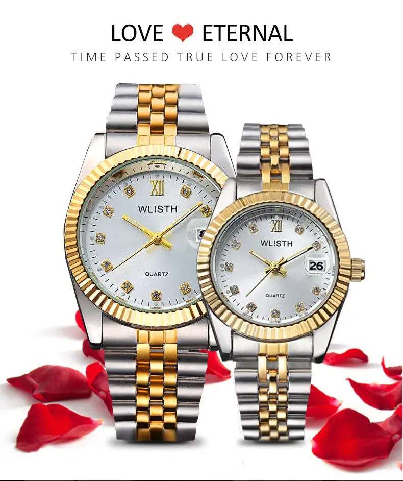 Women's Gold Silver Quartz Couple Watches Waterproof — feature 6