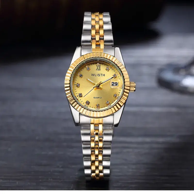 Women's Gold Silver Quartz Couple Watches Waterproof - Image 2