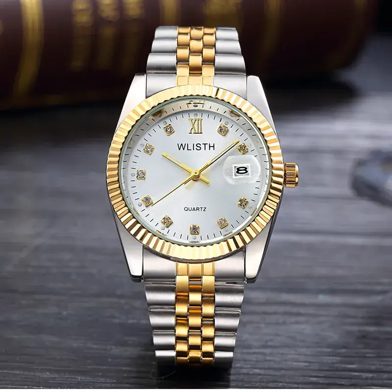 Women's Gold Silver Quartz Couple Watches Waterproof - Image 3