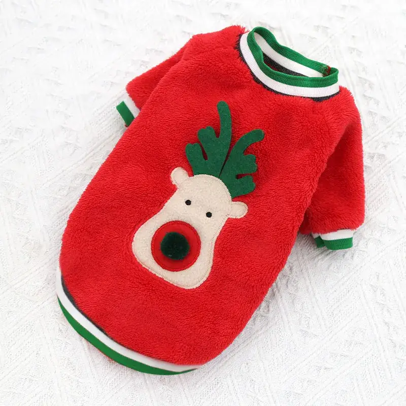 Christmas Teddy Coat for Dog Red Snowman Design — feature 39
