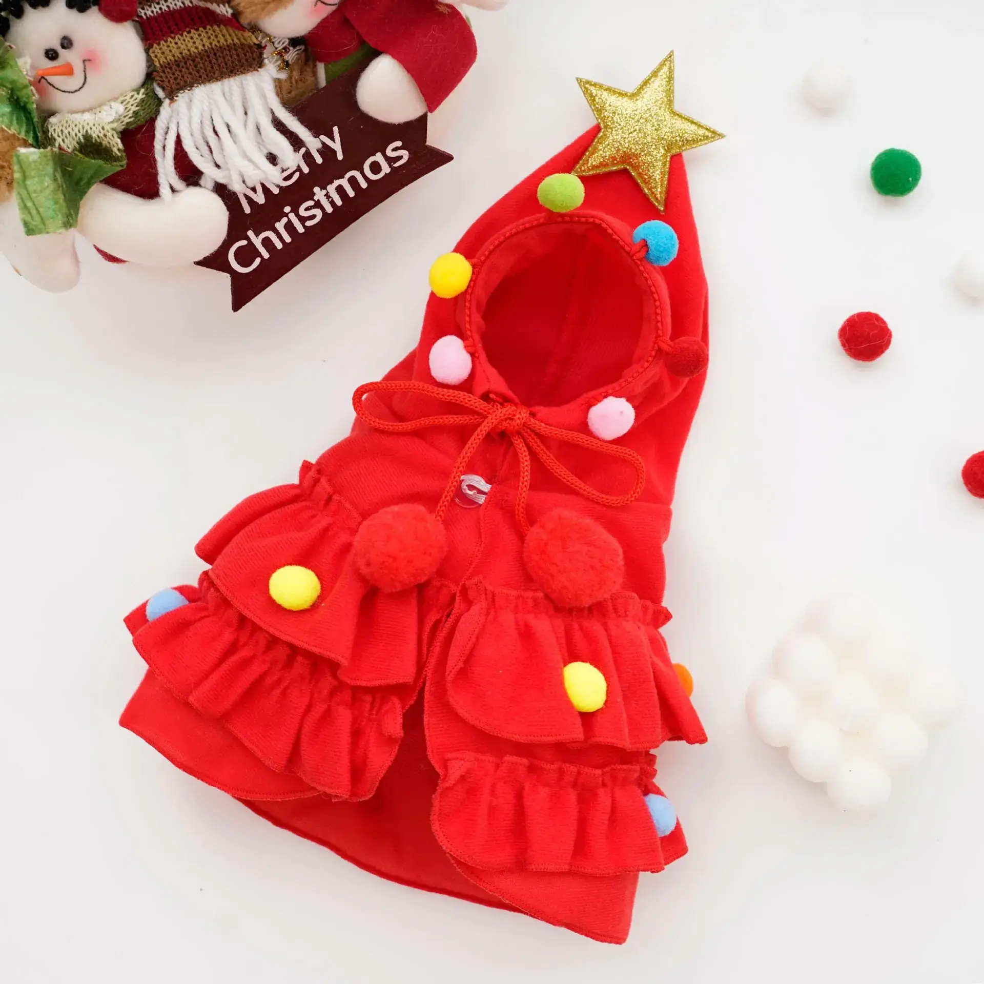 Christmas Teddy Coat for Dog Red Snowman Design - Image 5