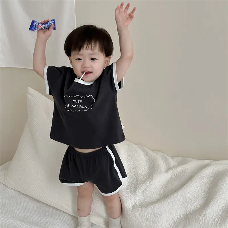 Boys Black Graphic Short Sleeve Suit Kids 2025 - Image 3