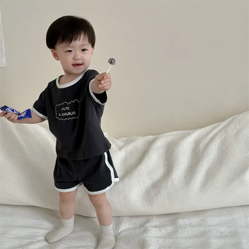 Boys Black Graphic Short Sleeve Suit Kids 2025 - Image 4
