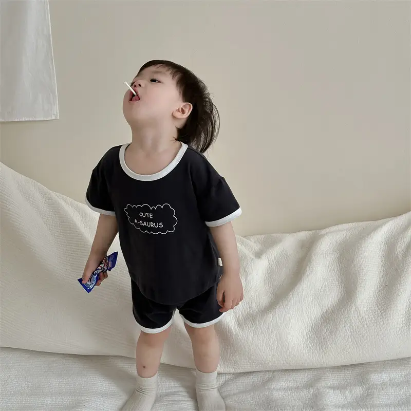Boys Black Graphic Short Sleeve Suit Kids 2025 - Image 6
