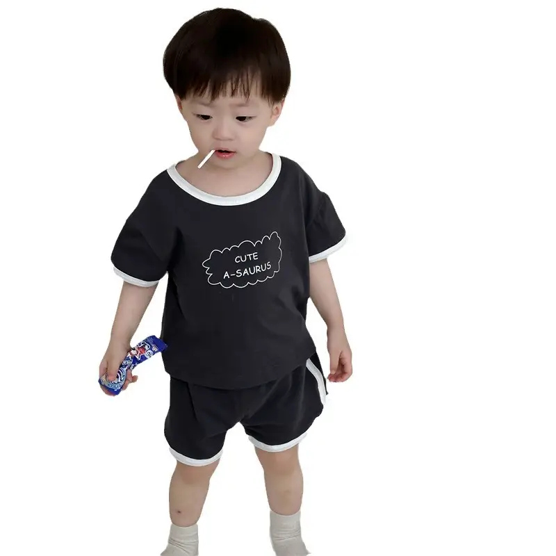 Boys Black Graphic Short Sleeve Suit Kids 2025 - Image 7