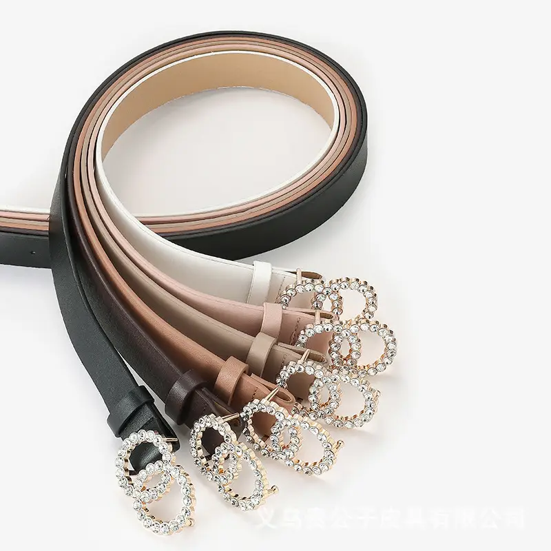 White Rhinestone Double Circle Belt for Women - Image 3