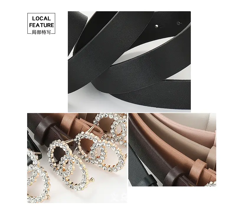 White Rhinestone Double Circle Belt for Women — feature 5