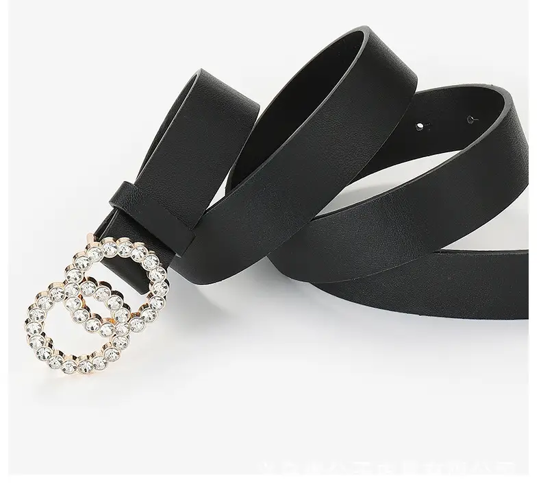 White Rhinestone Double Circle Belt for Women — feature 8