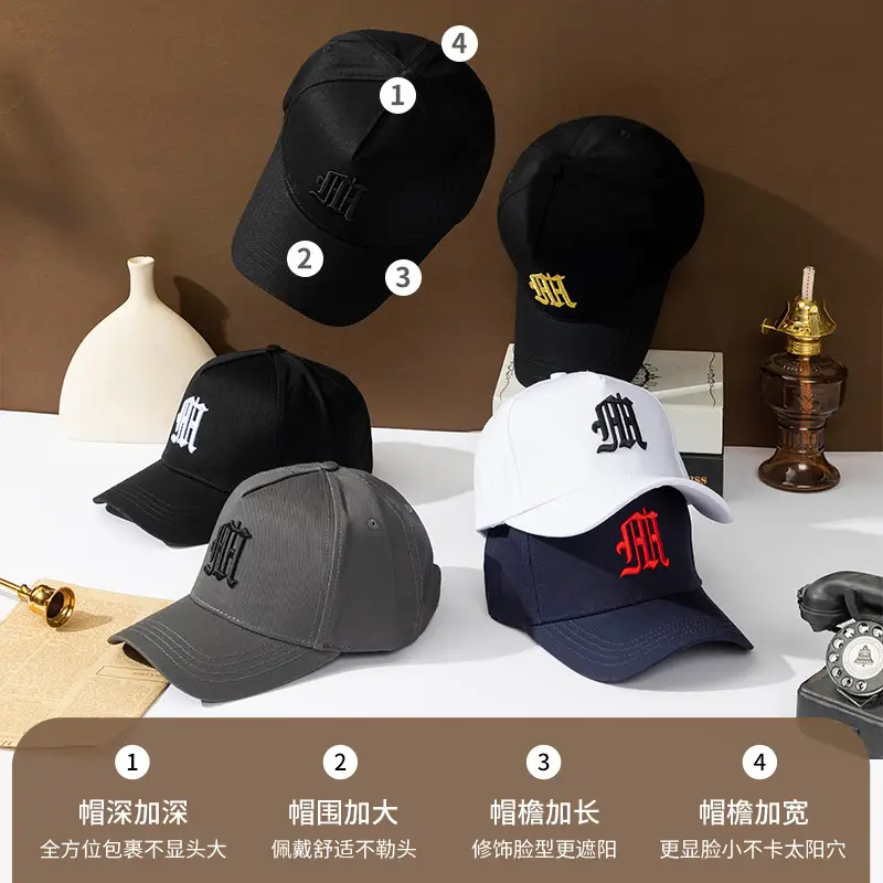 Men Korean Style Big Head Cap Black Large Cap