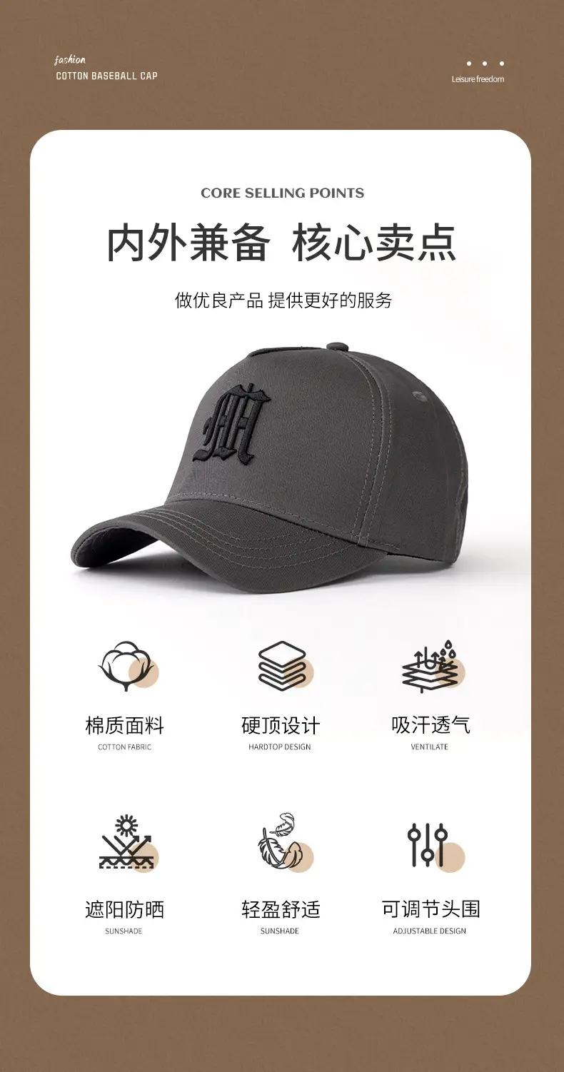 Men Korean Style Big Head Cap Black Large Cap — feature 5