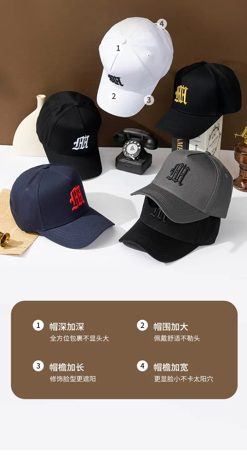Men Korean Style Big Head Cap Black Large Cap — feature 8