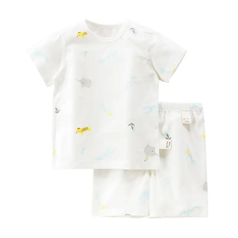 Children's Cotton Shorts Suit Summer White - Image 6