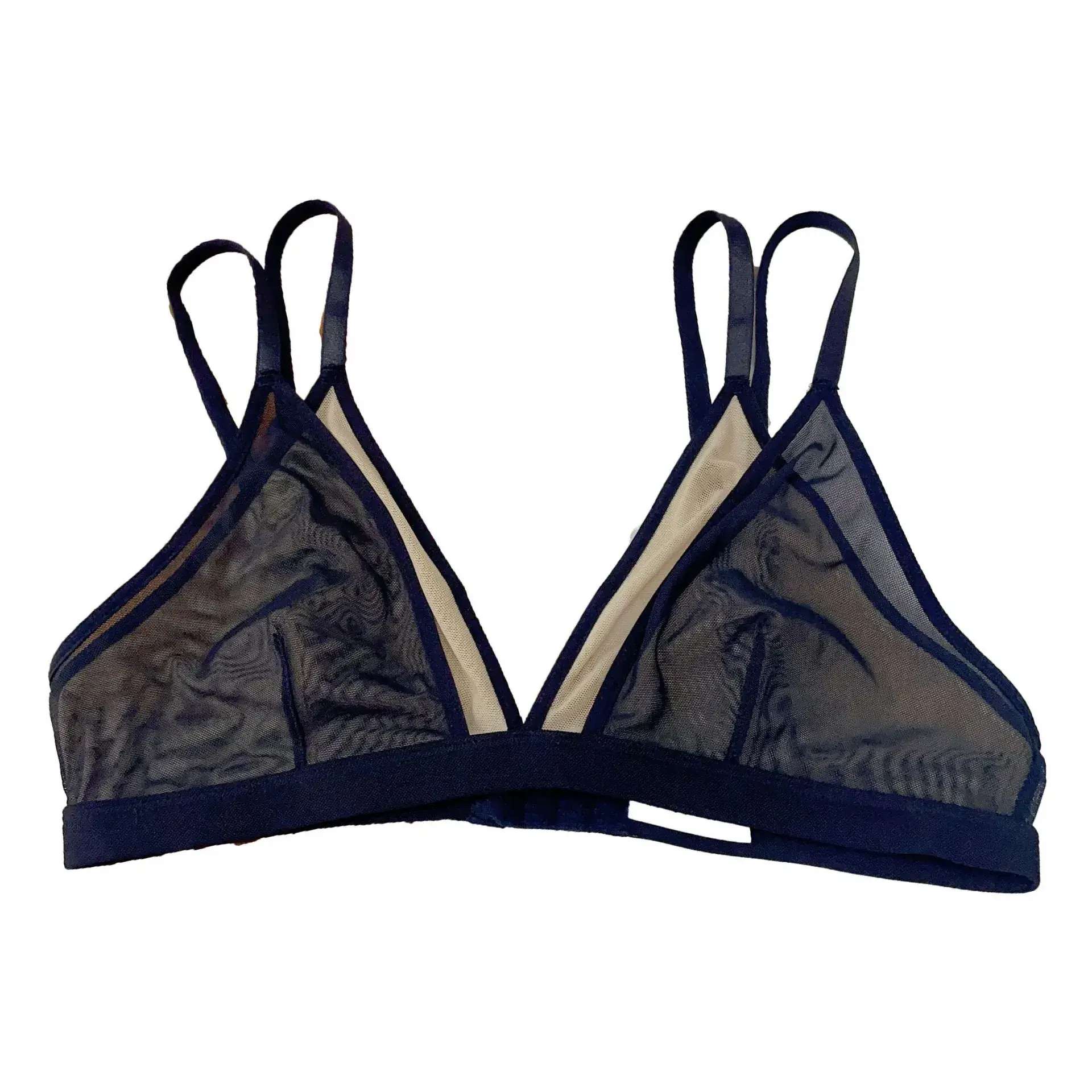 Women's Mesh Triangle Cup Bra Navy Blue - Image 5