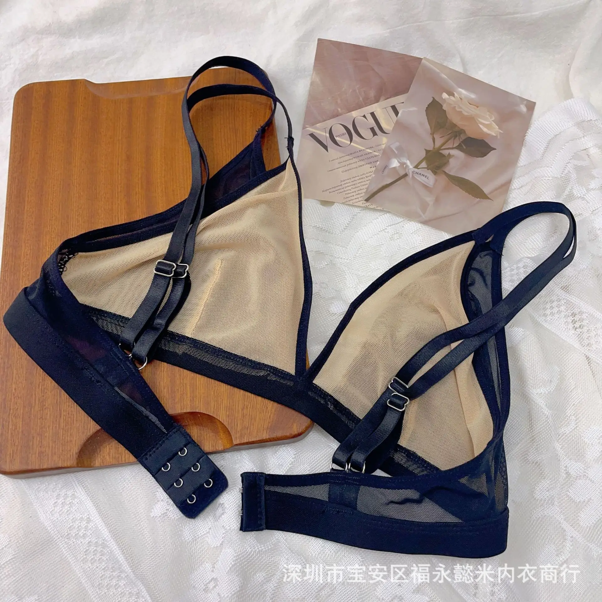 Women's Mesh Triangle Cup Bra Navy Blue — feature 6