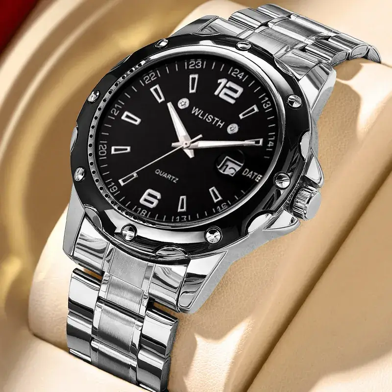 Men's Stainless Steel Waterproof Calendar Watch