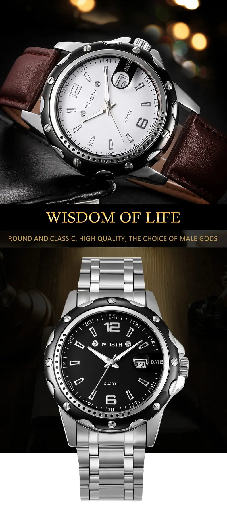 Men's Stainless Steel Waterproof Calendar Watch — feature 1