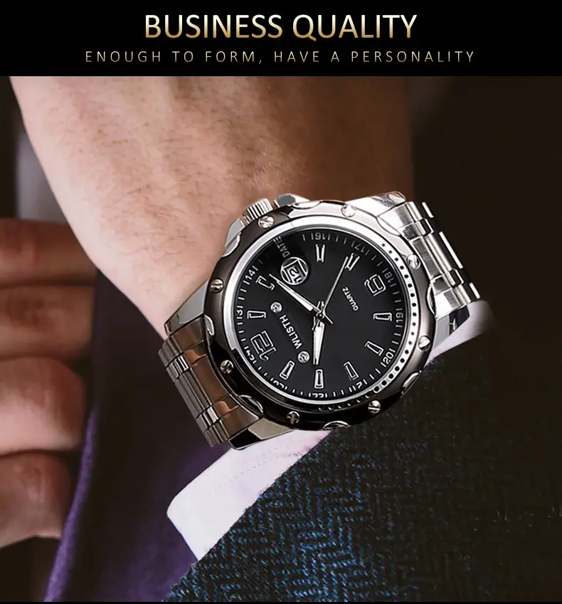 Men's Stainless Steel Waterproof Calendar Watch — feature 2