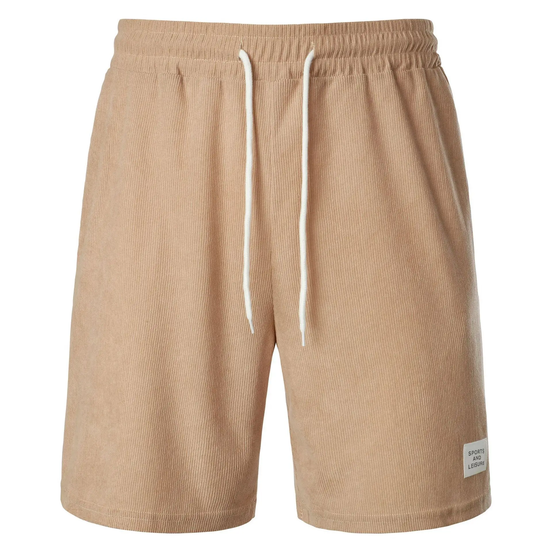 Men's Beige Lace-up Shorts with Drawstring Waist — feature 19