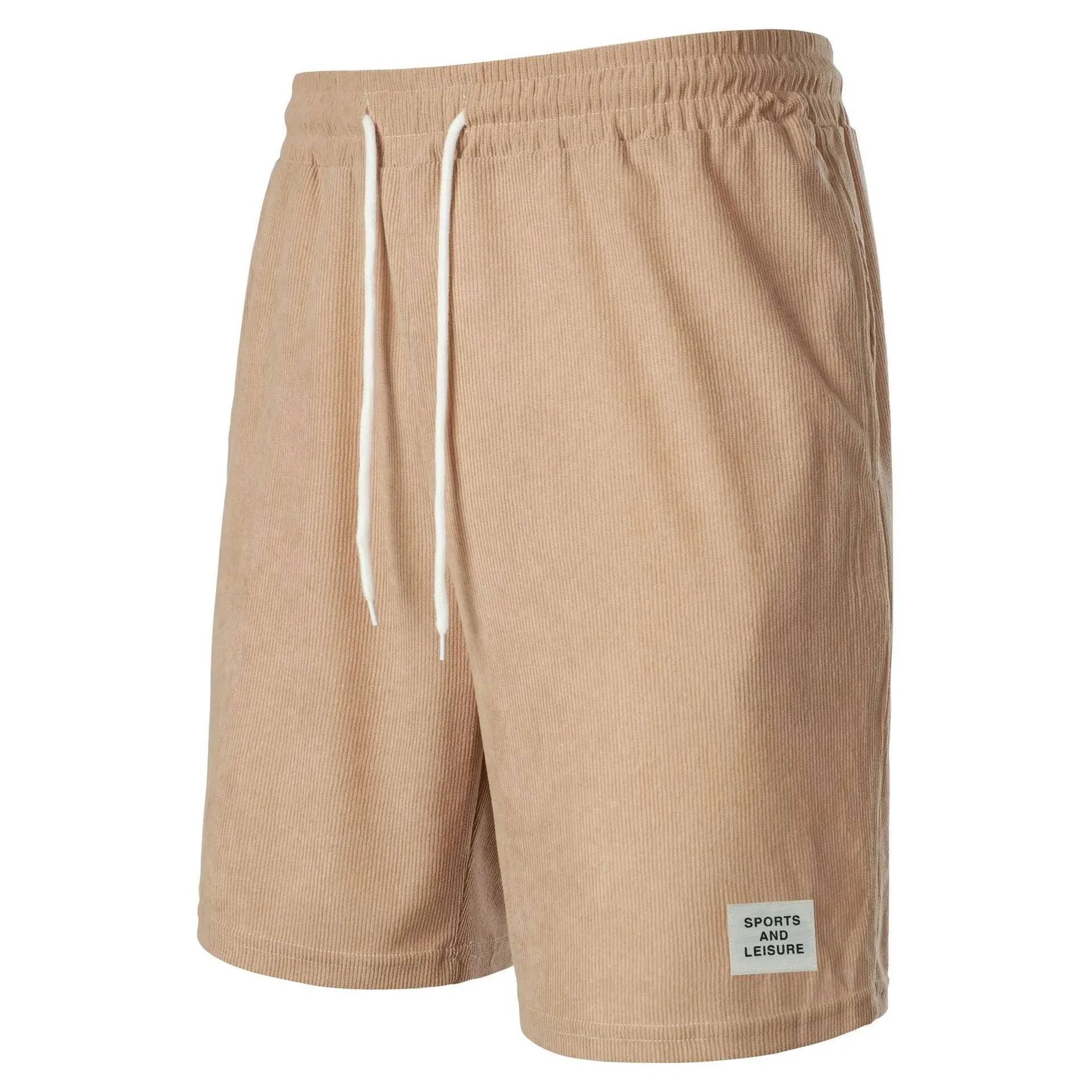Men's Beige Lace-up Shorts with Drawstring Waist — feature 20