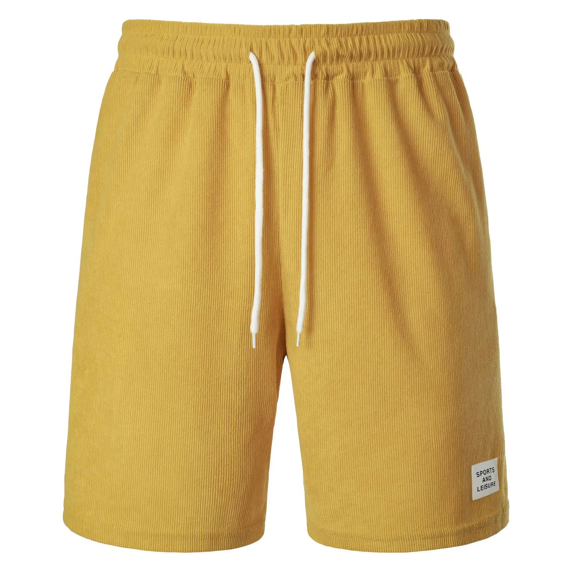 Men's Beige Lace-up Shorts with Drawstring Waist — feature 24