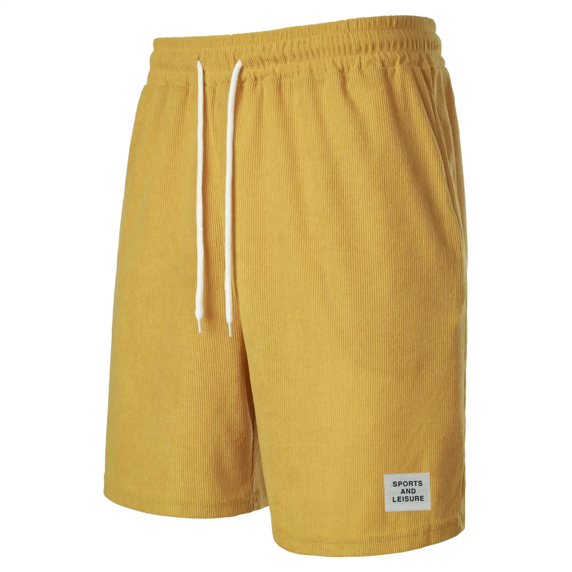 Men's Beige Lace-up Shorts with Drawstring Waist — feature 25