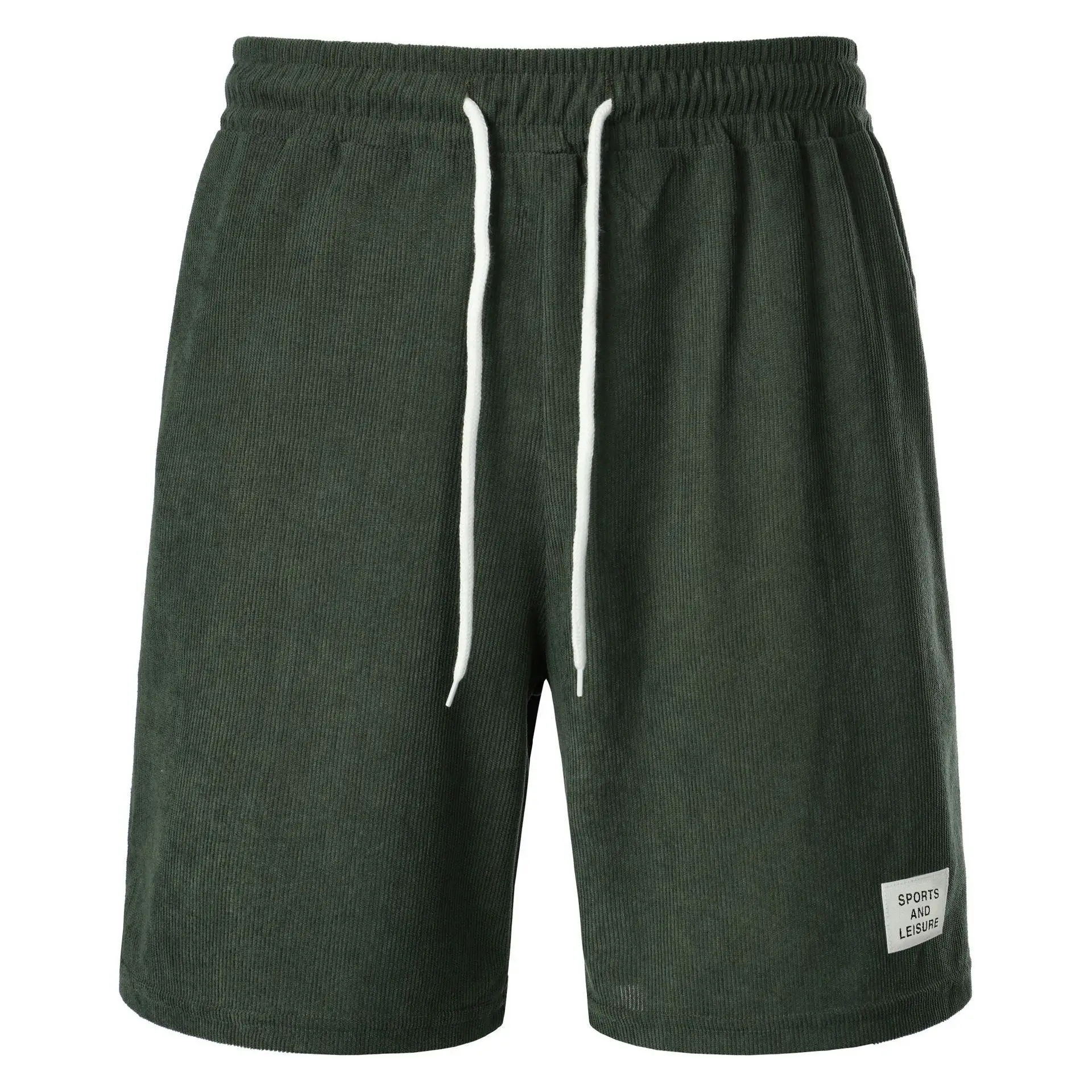 Men's Beige Lace-up Shorts with Drawstring Waist — feature 30