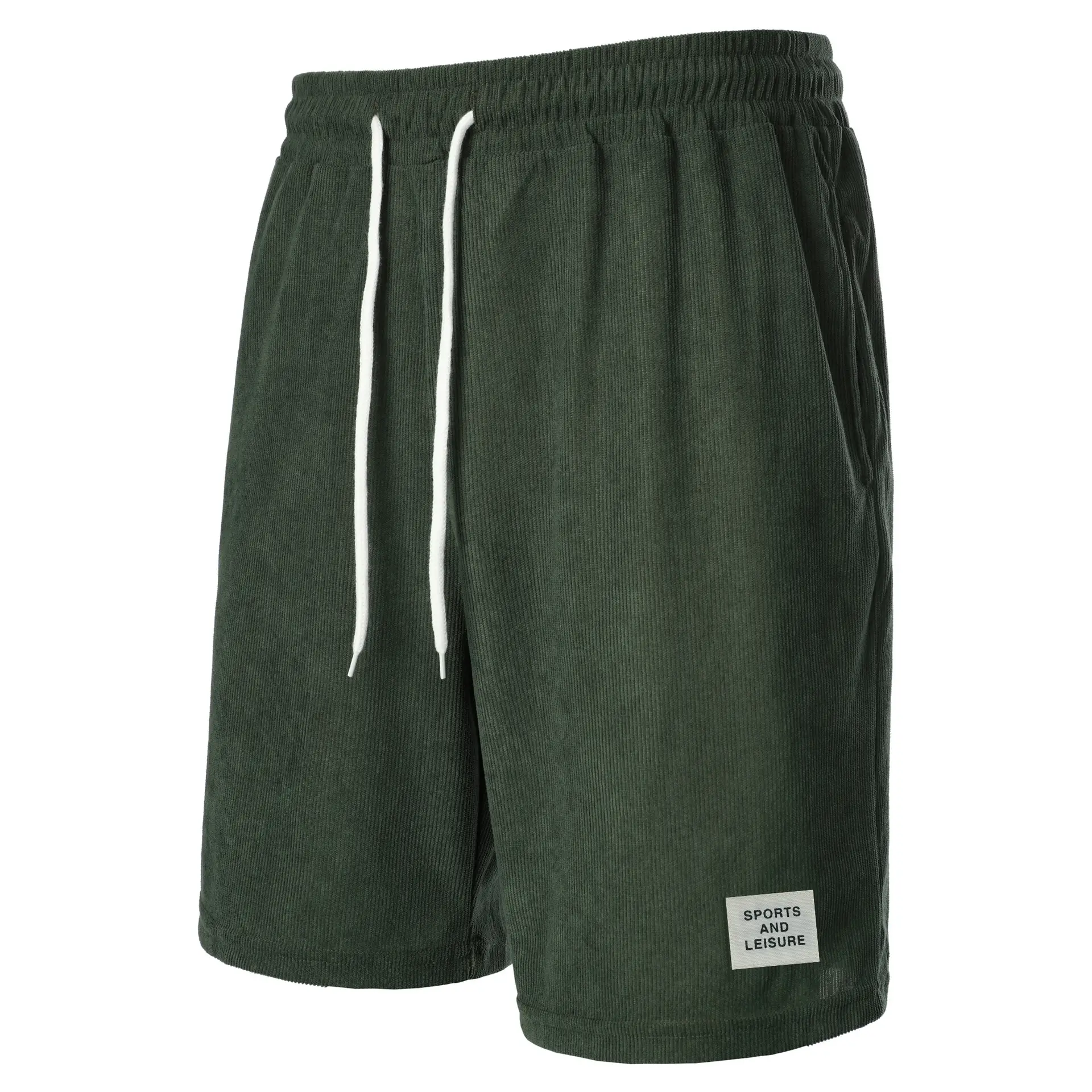 Men's Beige Lace-up Shorts with Drawstring Waist — feature 31