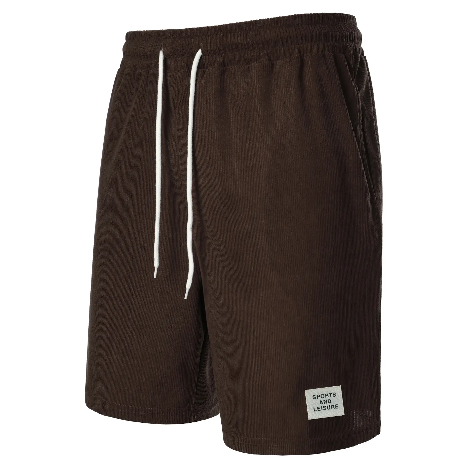 Men's Beige Lace-up Shorts with Drawstring Waist — feature 48