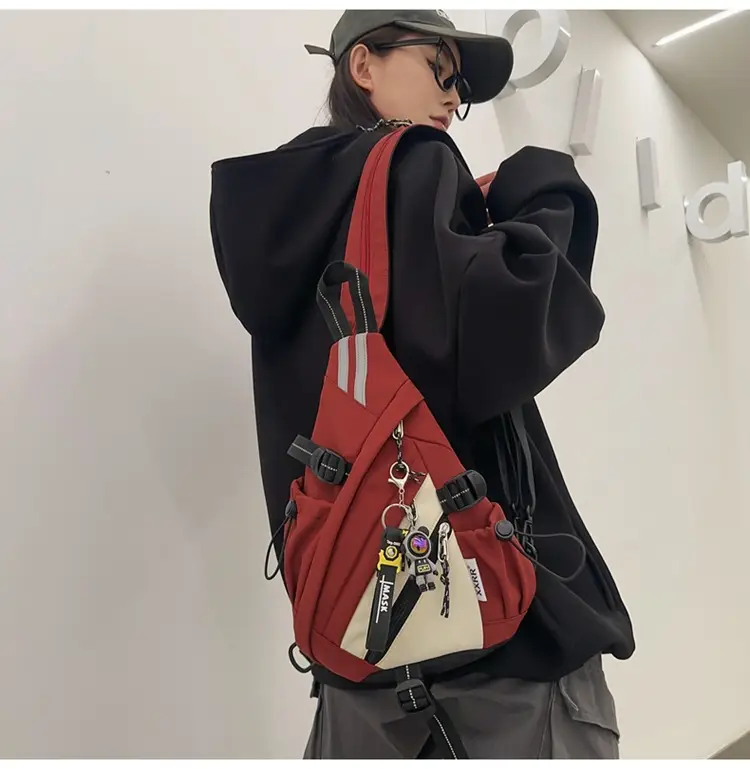 College Student Travel Backpack Black Beige Multi Zip — feature 19