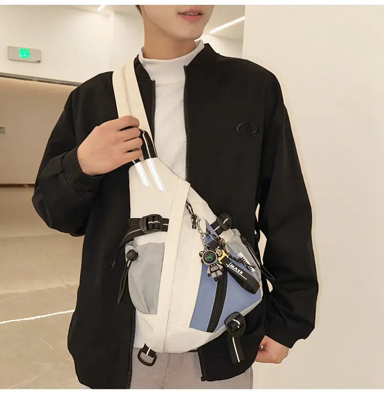 College Student Travel Backpack Black Beige Multi Zip — feature 21