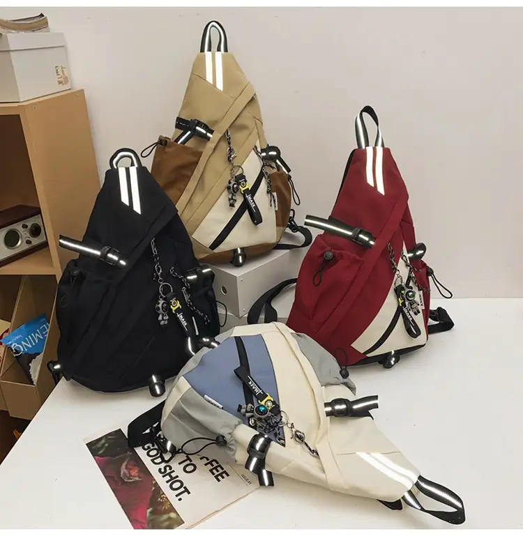 College Student Travel Backpack Black Beige Multi Zip — feature 22
