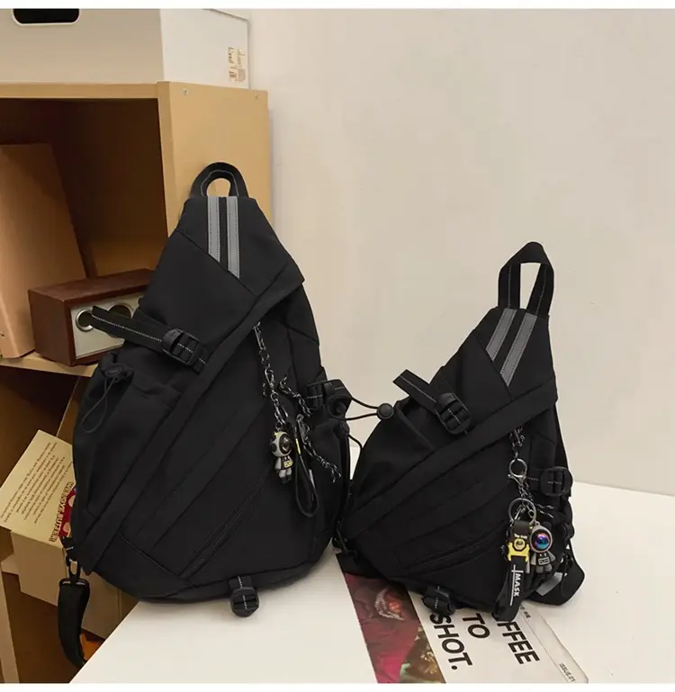 College Student Travel Backpack Black Beige Multi Zip — feature 26